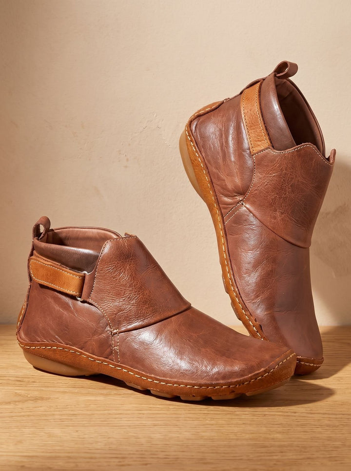 Women's Slip-On Ankle Boots with Buckle Strap and Non-Slip Sole