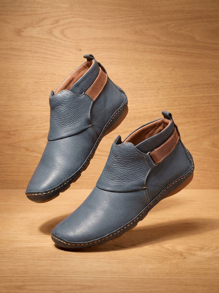 Women's Slip-On Ankle Boots with Buckle Strap and Non-Slip Sole