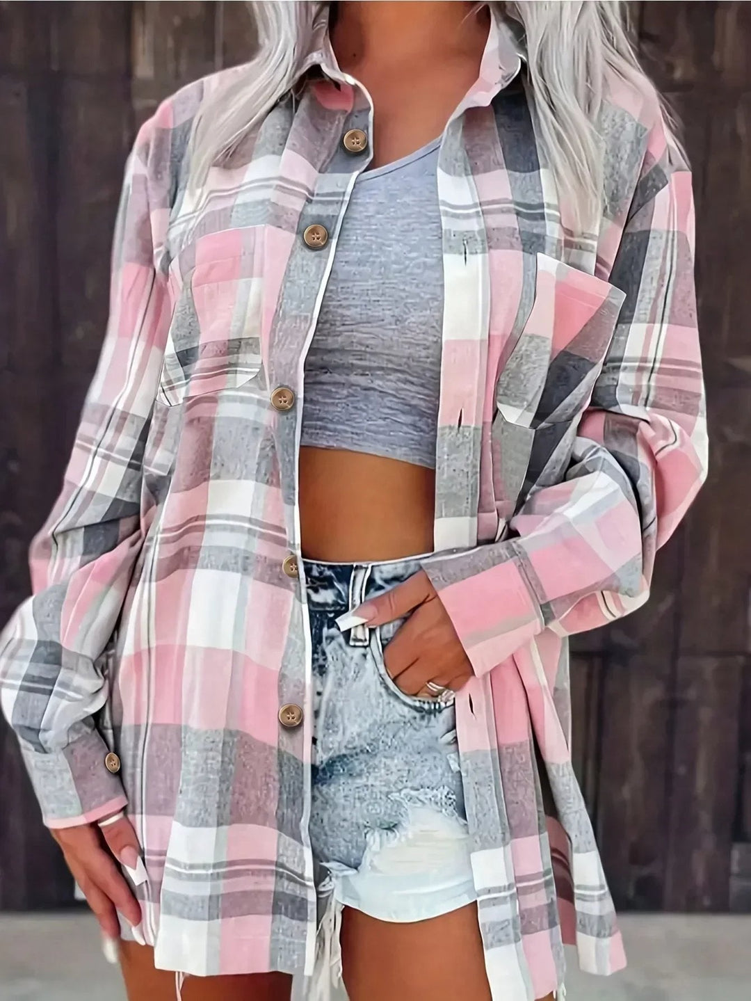 Ternet flannelskjorte med lommer
