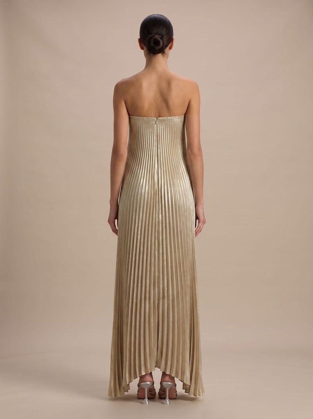 Strapless Pleated Maxi Dress with Sweetheart Neckline for Women