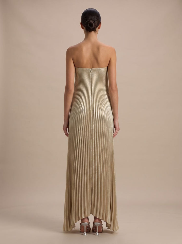 Strapless Pleated Maxi Dress with Sweetheart Neckline for Women