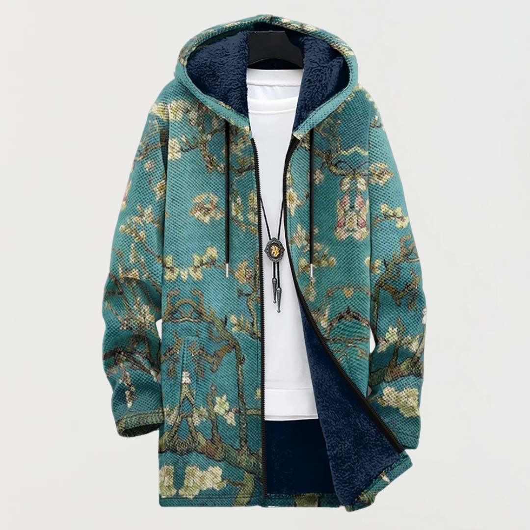 Long Hooded Zip-Up Jacket for Men